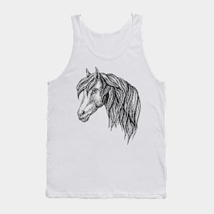 Horse Head- Pencil Drawn Sketch Tank Top